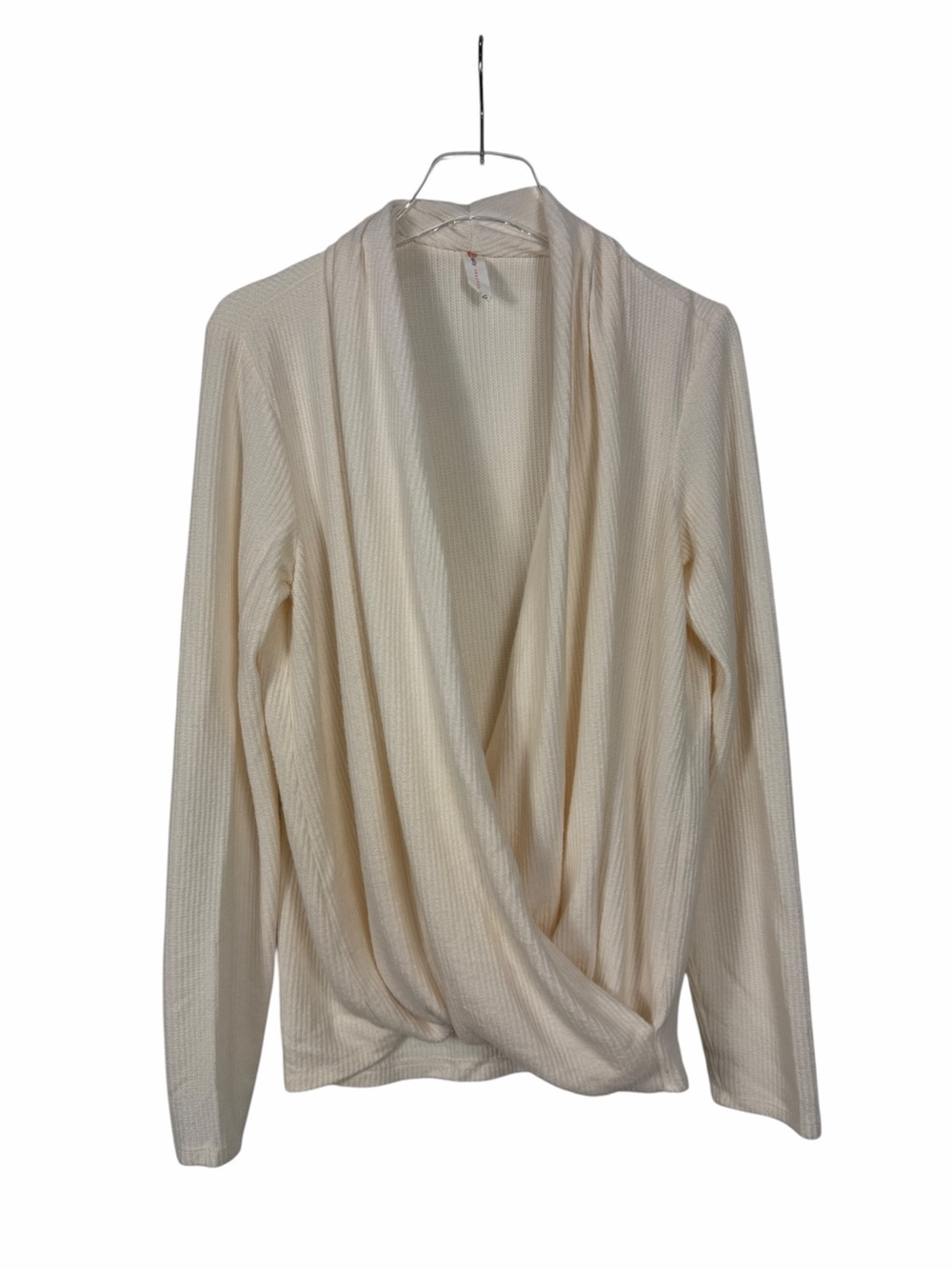 Anthropologie Daily Practice Faux Wrap Sweater Top Cream Size Medium